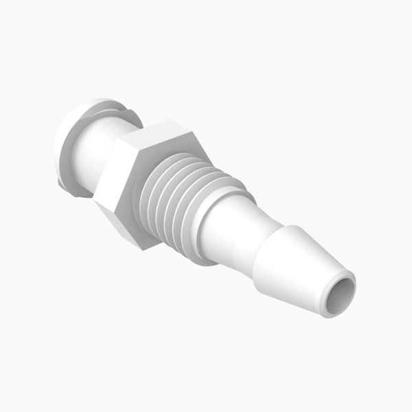 Cole Parmer Luer to Hose Barb Fitting, Straight Adapter, White Nylon, Cleanroom, Panel-Mt F Luerx1/8in ID;10PK LFPM-2WN-QC - main